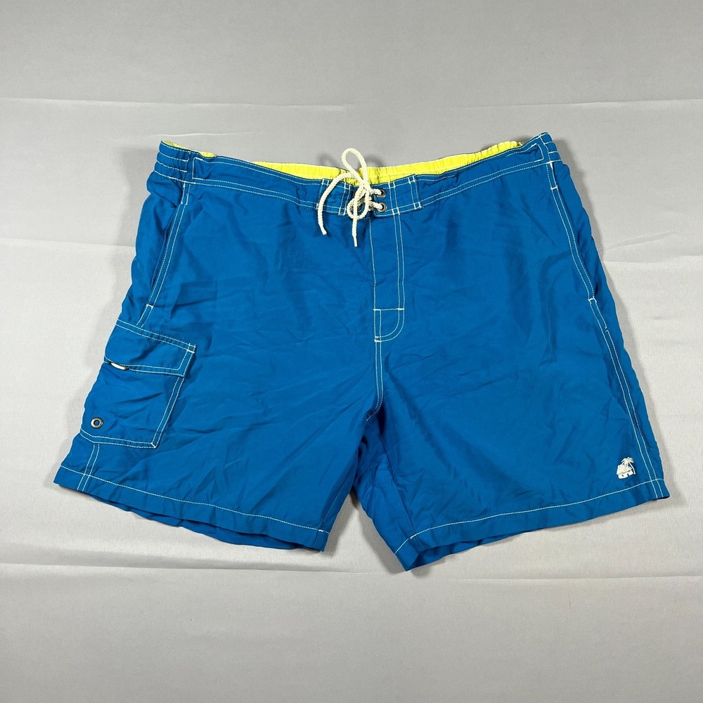 Caribbean Joe Swim Trunks Shorts Mens XL Blue Mesh Drawstring Waist Surfing